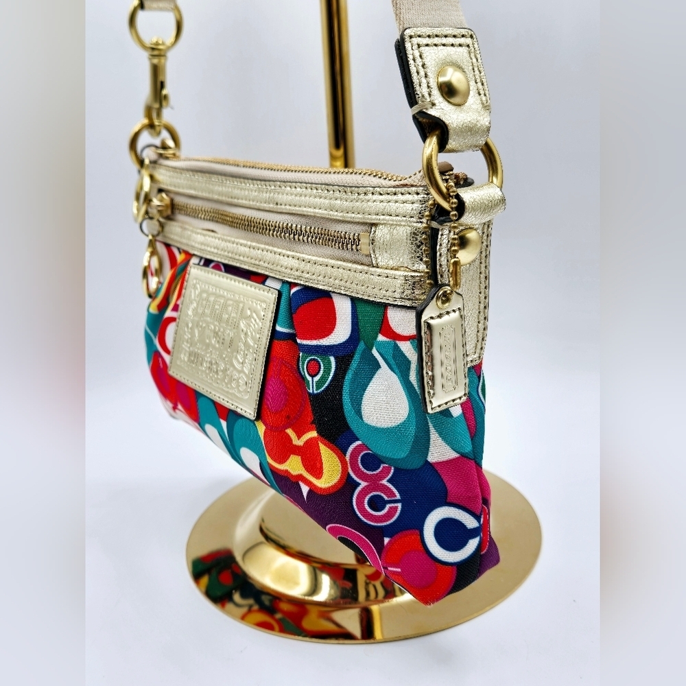 COACH POPPY Crossbody Nylon Op C Print Vibrant Colors - Picture 2 of 12